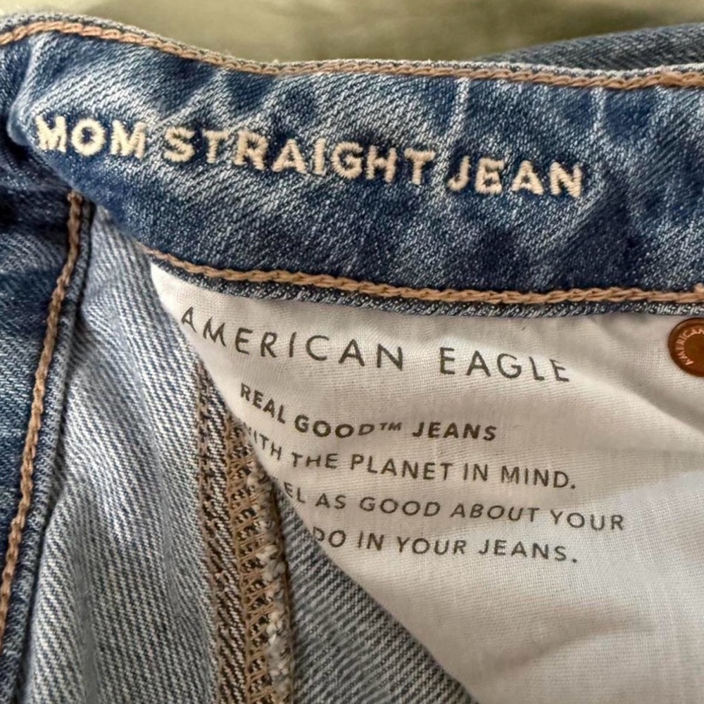 American Eagle Mom Straight Patchwork Jeans Size … - image 3